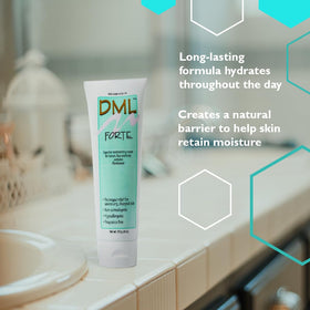 DML used on face demonstrating gentle hydration for sensitive skin