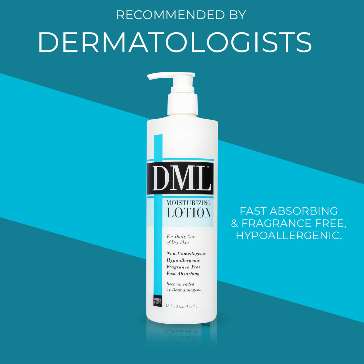 DML lotion being rubbed into skin demonstrating gentle hydration benefit