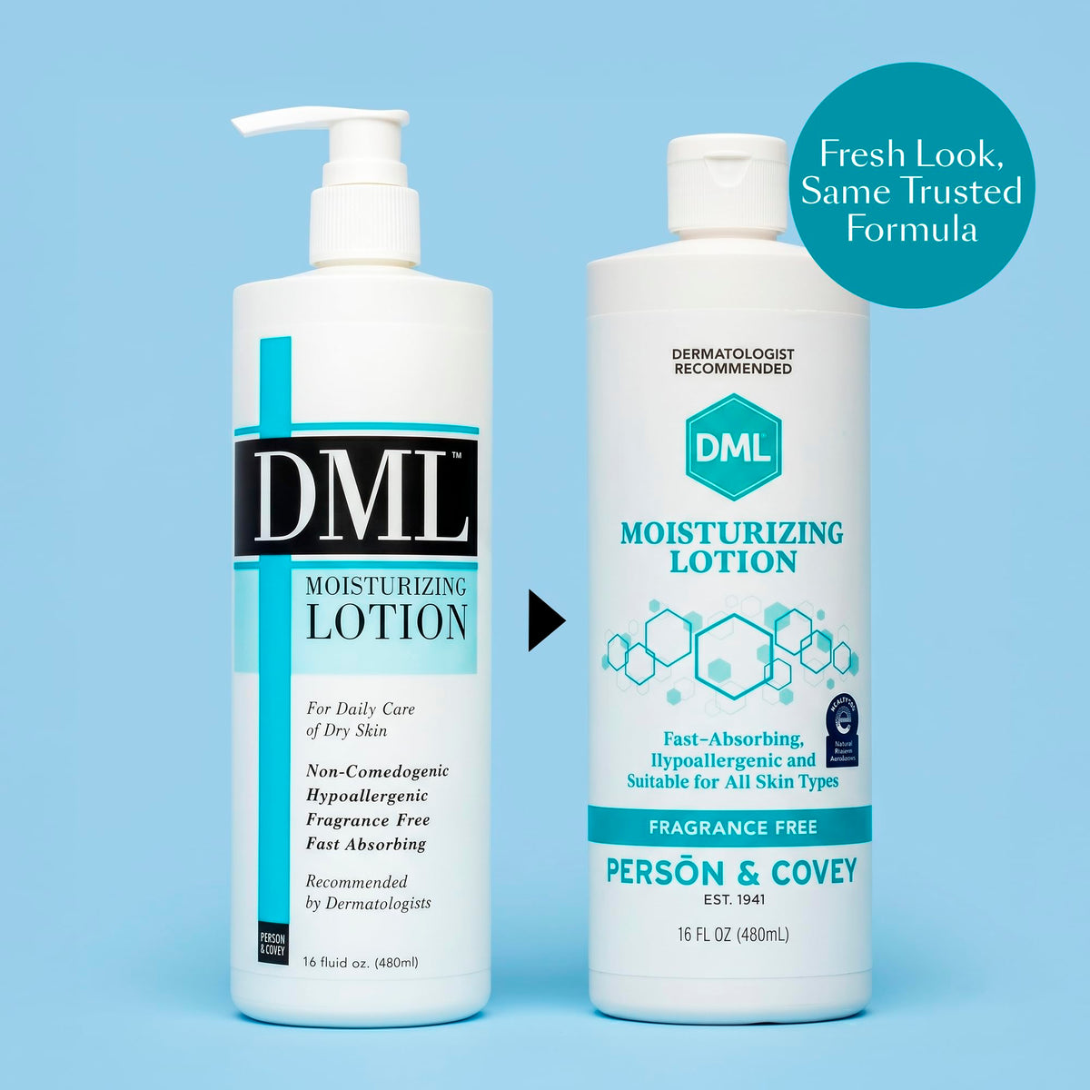 DML pump close-up showing smooth texture and quick-absorbing benefit