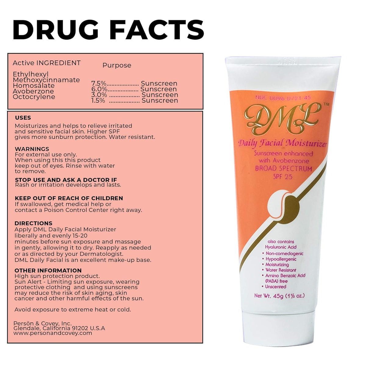 DML moisturizer staged with sunscreen and sunglasses for daily use