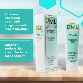 DML texture closeup revealing creamy panthenol-rich consistency and hydration