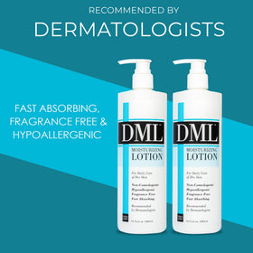 DML lotion texture close-up showing smooth, non-greasy finish for quick absorption