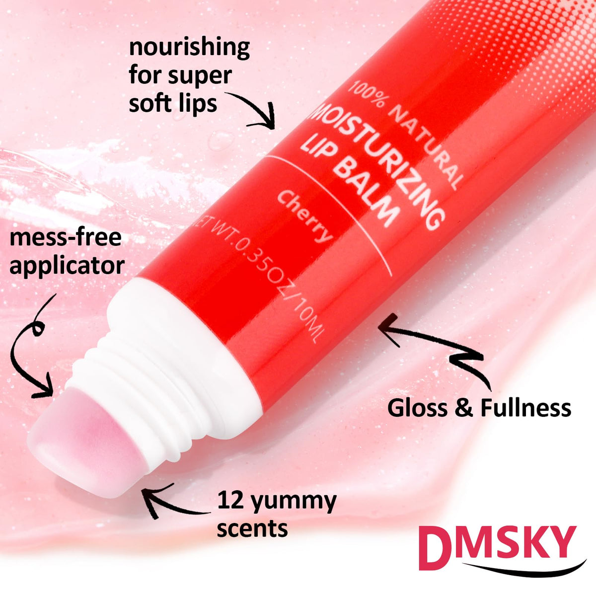 Dmsky oblique tip applied to lips for easy contouring application