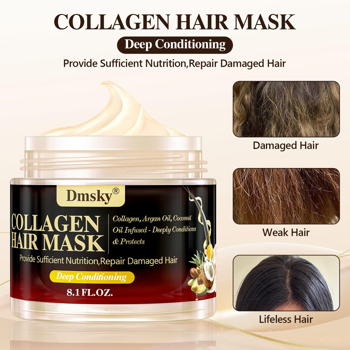 Dmsky being applied to fingers for easy spread and detangling benefit