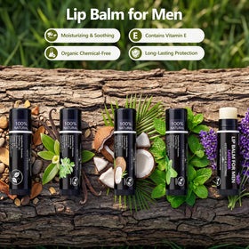 Person applying Dmsky lip balm outdoors showing quick soothing hydration