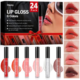 Dmsky front packaging showing 24 glosses and color range, easy selection benefit