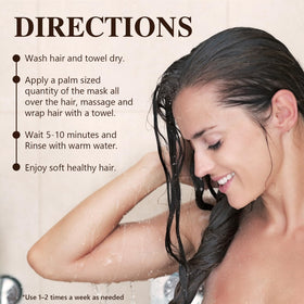 Dmsky in-shower use on towel-dried hair showing deep conditioning action
