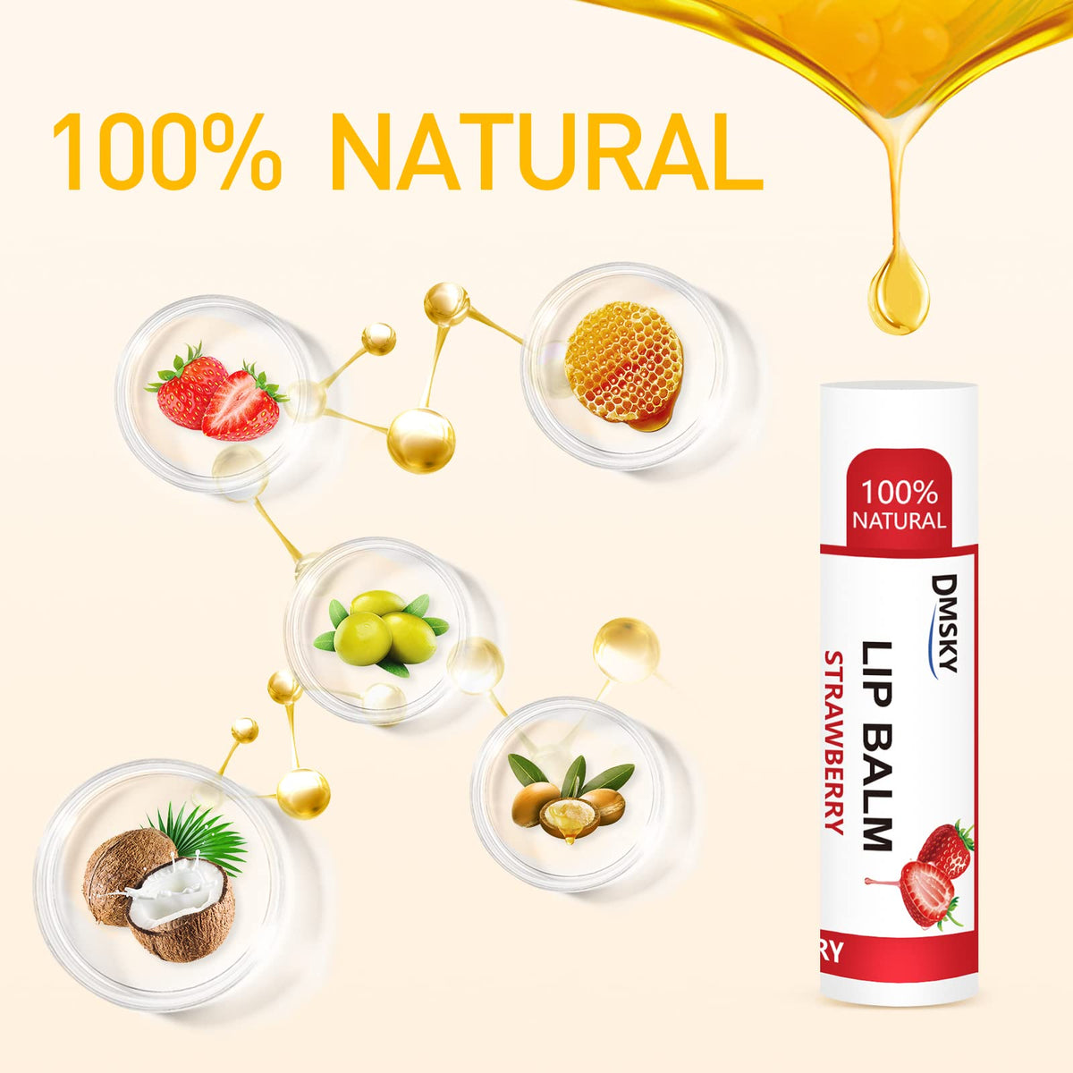 Dmsky ingredients label closeup showing beeswax, coconut oil, vitamin E benefits