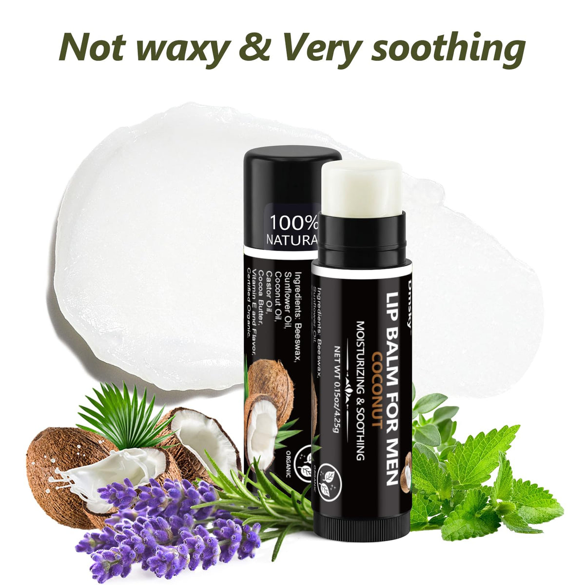 Open Dmsky tube revealing creamy beeswax texture for protective lip barrier