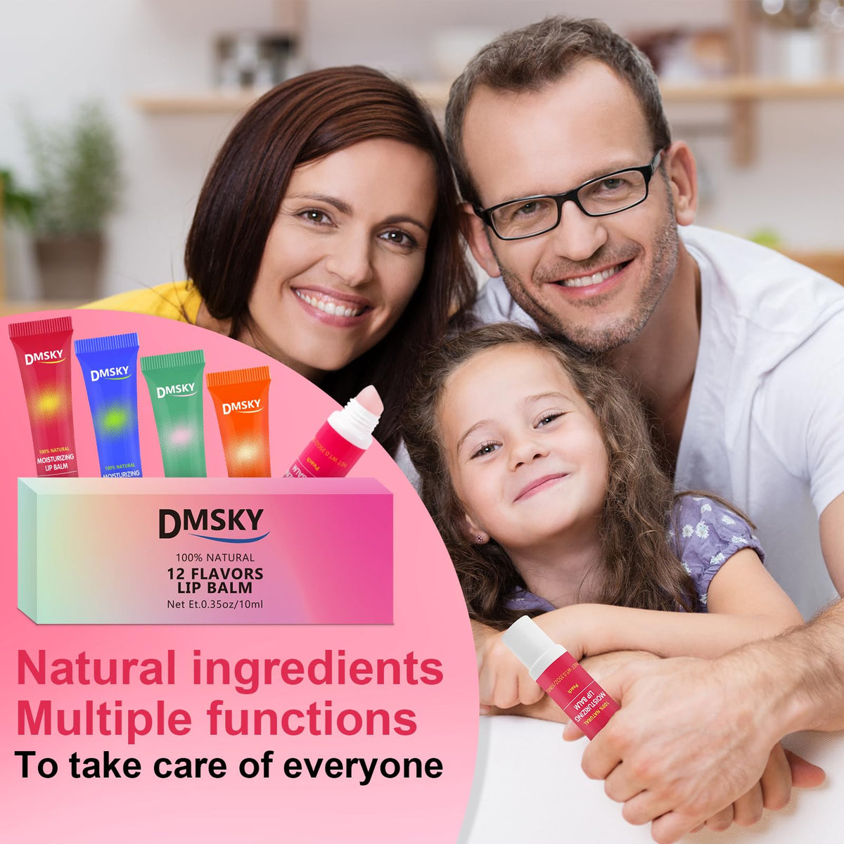 Dmsky tube beside lipstick showing compact size and gifting use