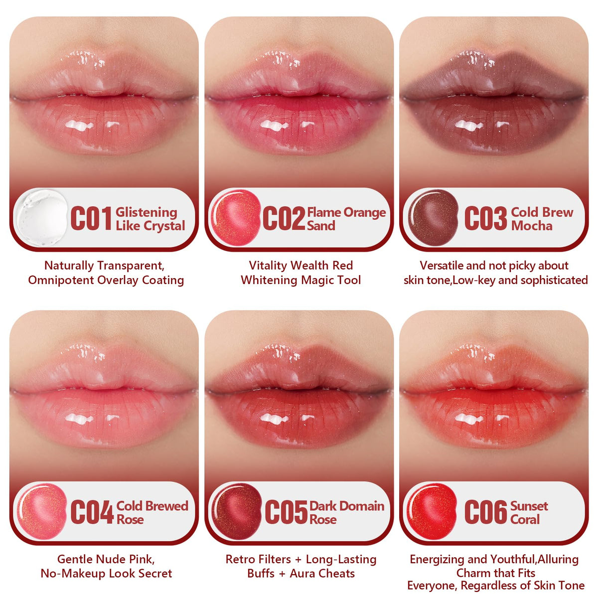 Dmsky swatches on arm showing six shades, quick color guide benefit