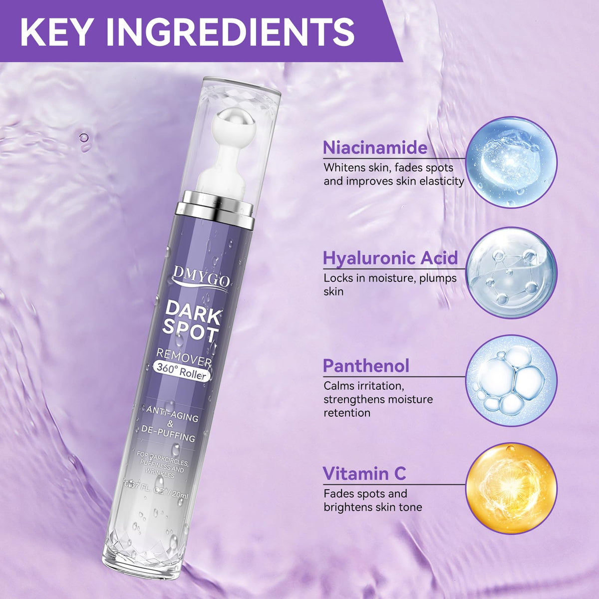 DMYGO 360° roller close-up highlighting precision applicator for targeted treatment