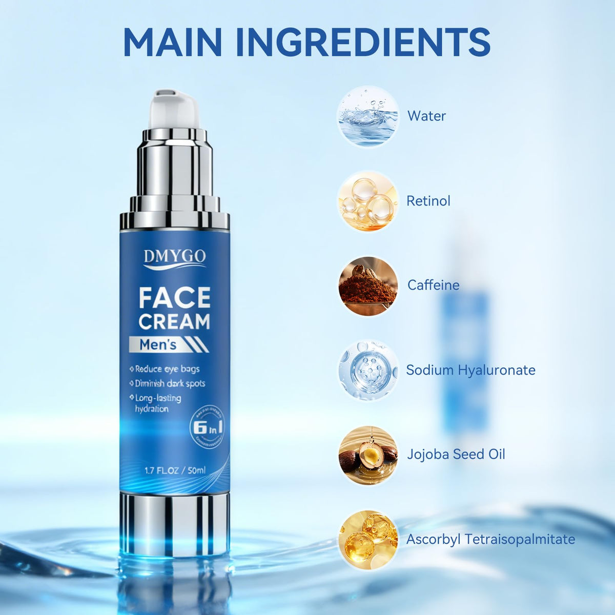 DMYGO label close-up revealing key ingredients for anti-aging benefits