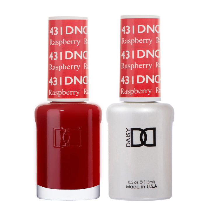 DAISY DND front bottle view showing Raspberry 431 color and glossy finish benefit