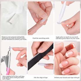 Dockapa coffin tips arranged for French manicure inspiration