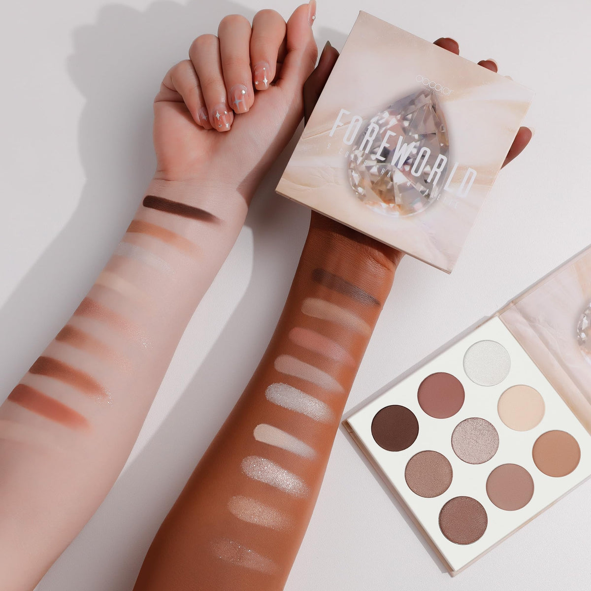 docolor shimmer swatched on skin illustrating reflective payoff and shine