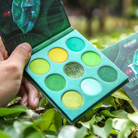 docolor arm swatches of nine greens showing pigmentation and color range for preview
