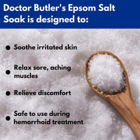Doctor Butler's salts dissolved in a sitz basin, demonstrating comfortable localized soak benefit