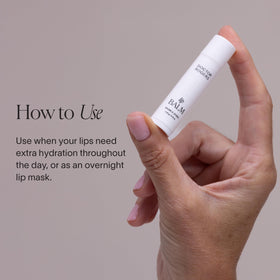 Ingredients label of Doctor Rogers lip balm showing clean formulation benefits