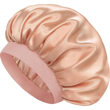 Doitory apron pink bonnet front view showing fit and style benefit protection