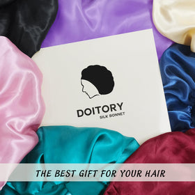 Doitory bonnet on bedside with pillow and pajamas showing stylish nightwear accessory