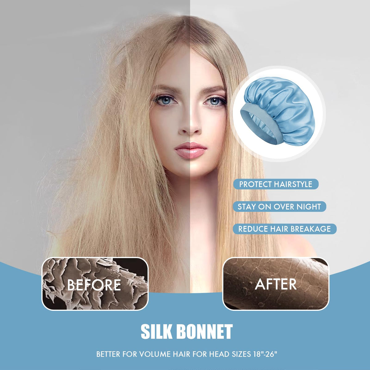 Doitory bonnet worn over braids to show protection for styles and prevention of tangling