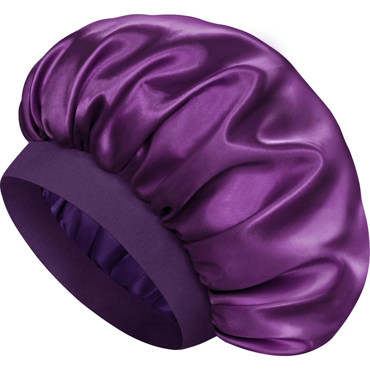Doitory front view of deep purple bonnet showing full coverage and style