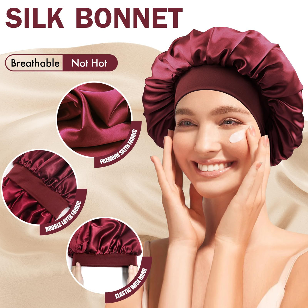 Doitory elastic band detail showing wide soft band that prevents marks while securing hair
