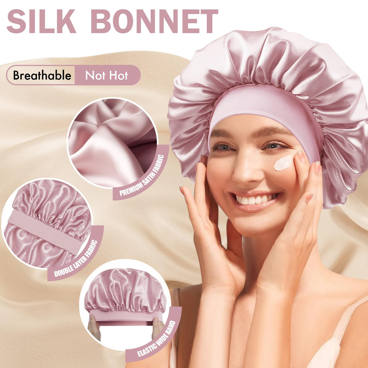 Doitory detail of soft elastic band offering gentle hold without forehead marks