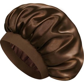 Doitory front view dark brown bonnet shows fit and finish for hair protection