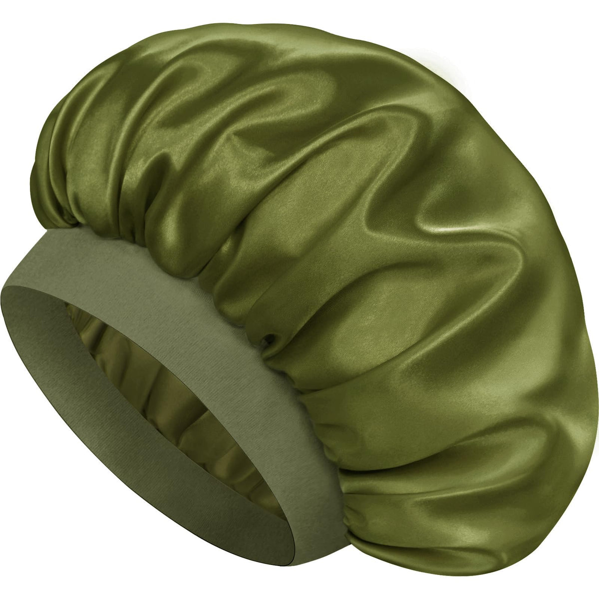 Doitory green bonnet front view showing full coverage and soft finish
