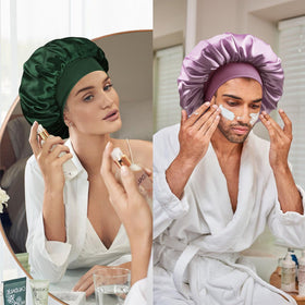 Doitory bonnet on bedside setting suggesting nightly hair-care convenience
