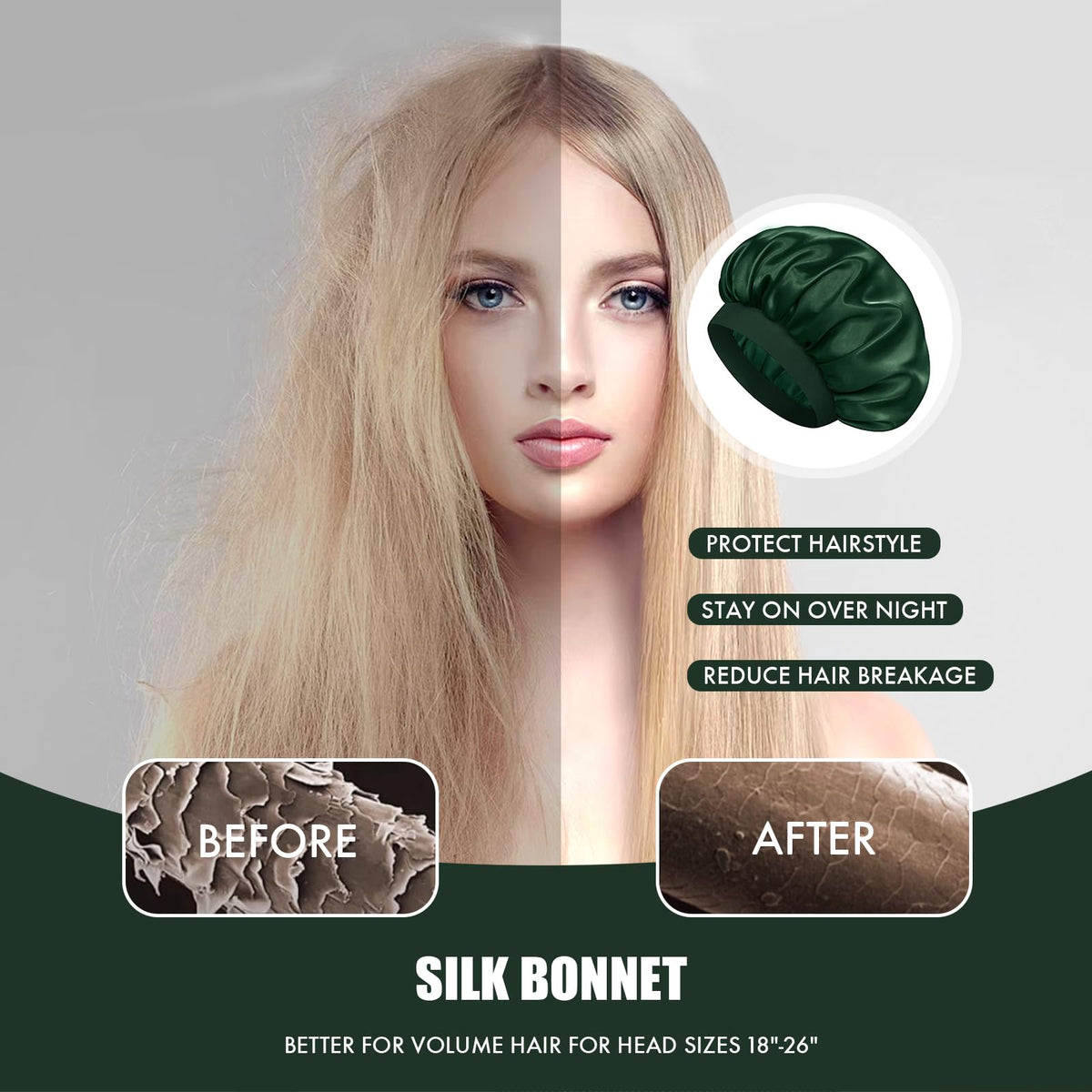 Doitory bonnet styled over braids demonstrating protection for woven styles