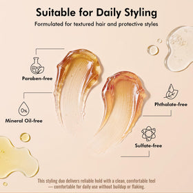 Dolahair braid gel applying to section to reduce frizz and aid braiding