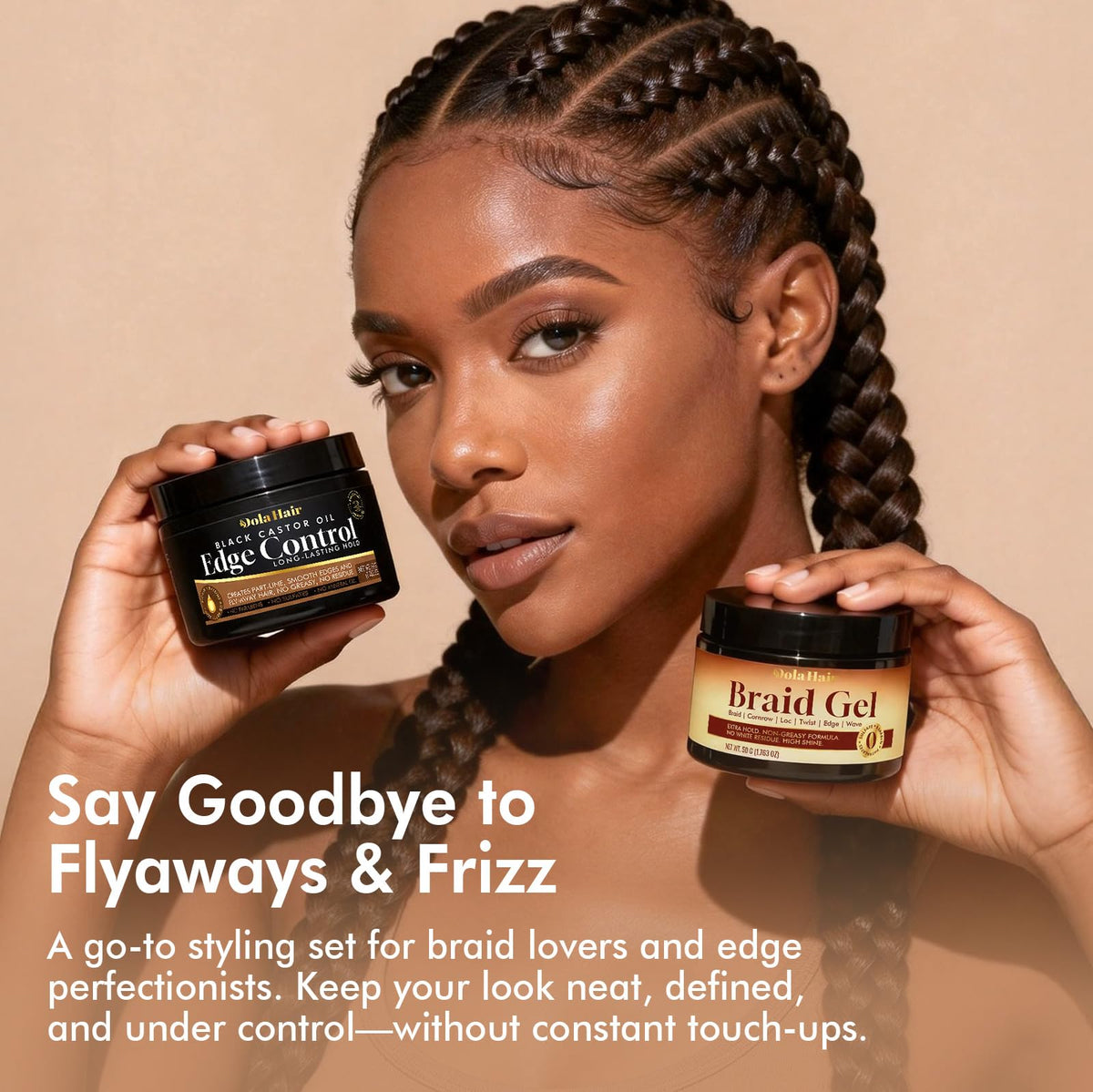 Dolahair braid gel open jar texture highlighting smooth, non-greasy formula