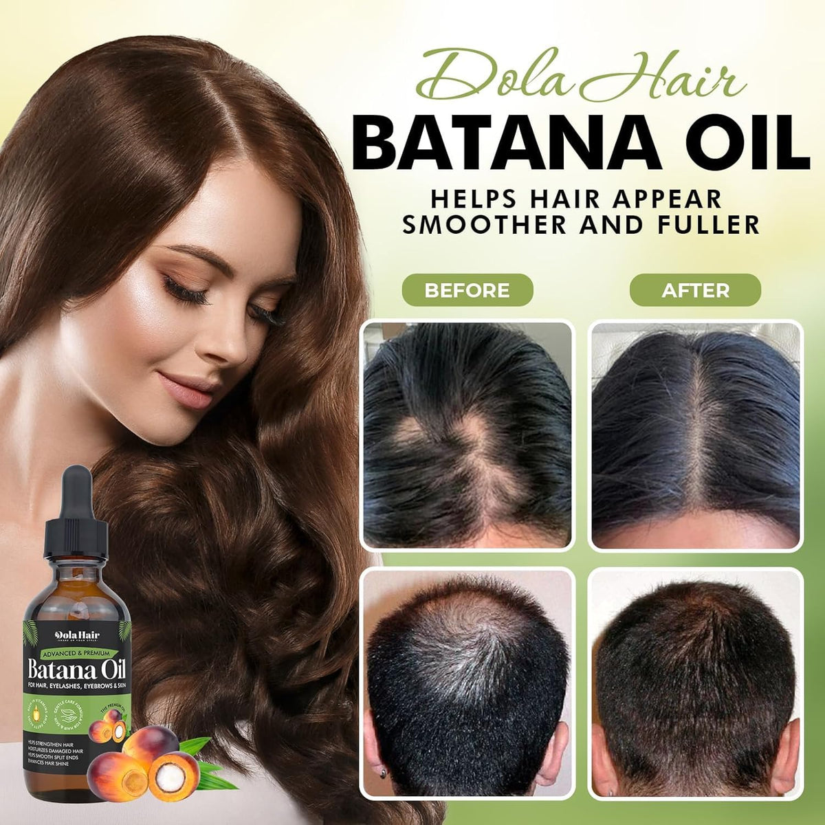 Dolahair dropper applying oil to hair ends for targeted nourishment and shine
