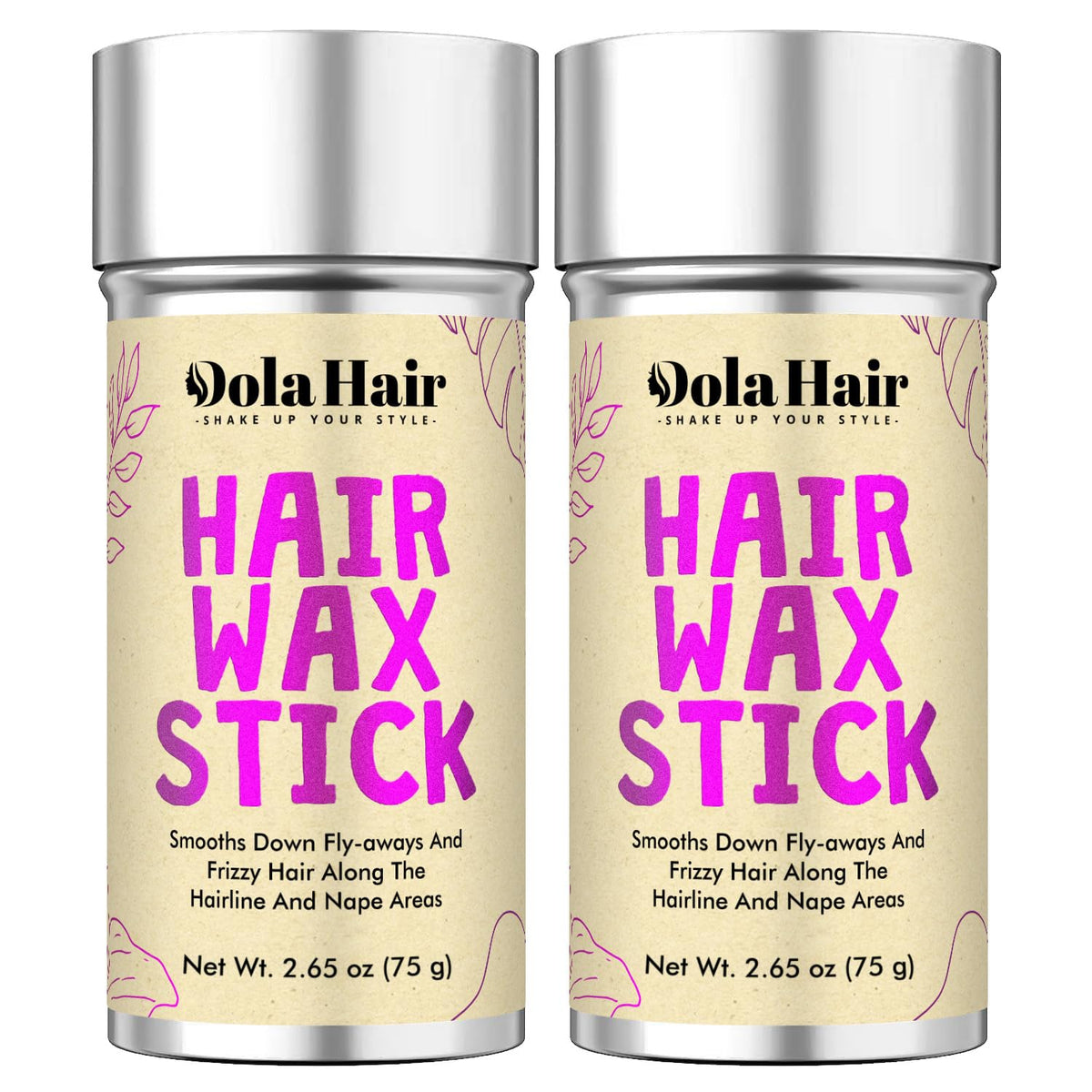 Dolahair front packaging showing two wax sticks and benefits