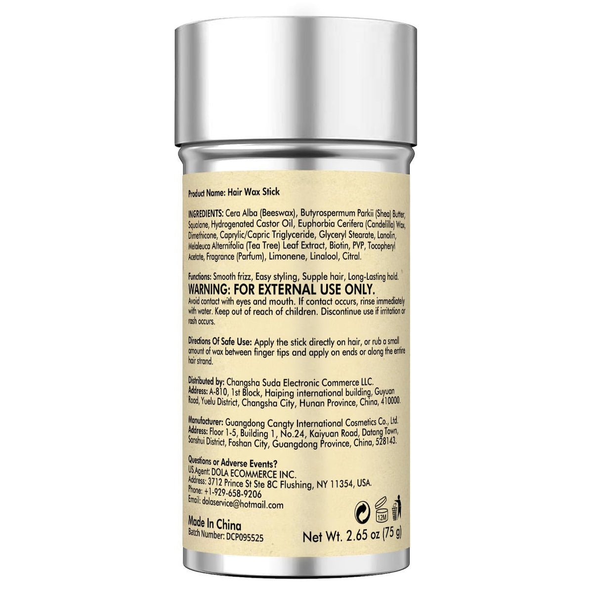 Dolahair product label and contents highlighting ingredient info