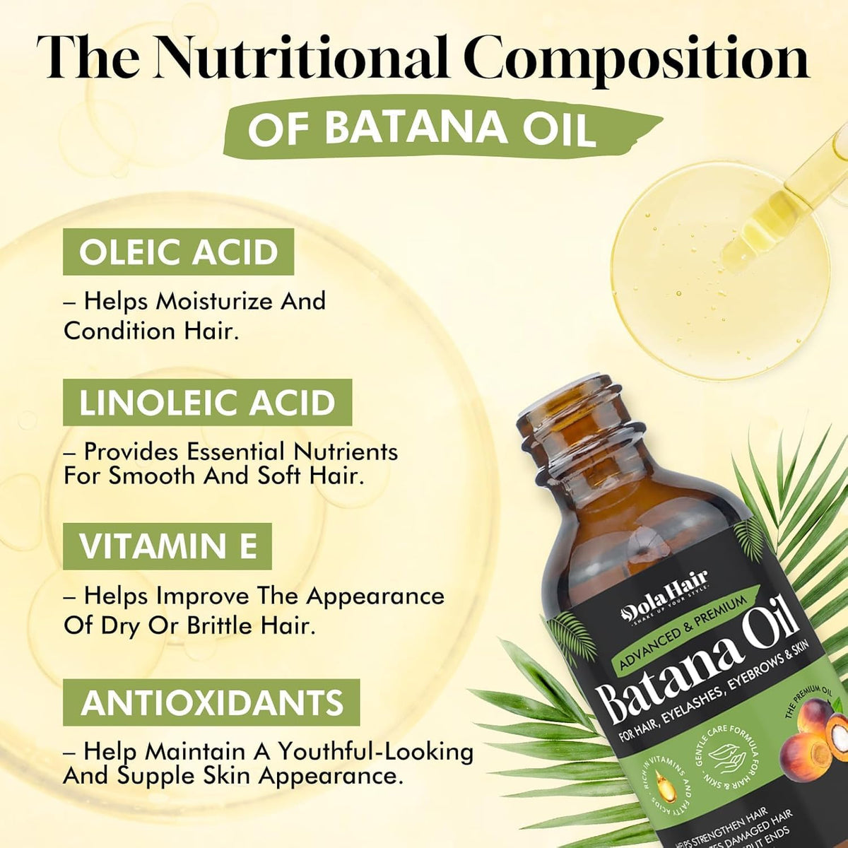 Dolahair oil pour close-up displaying smooth texture and rich hydration benefit