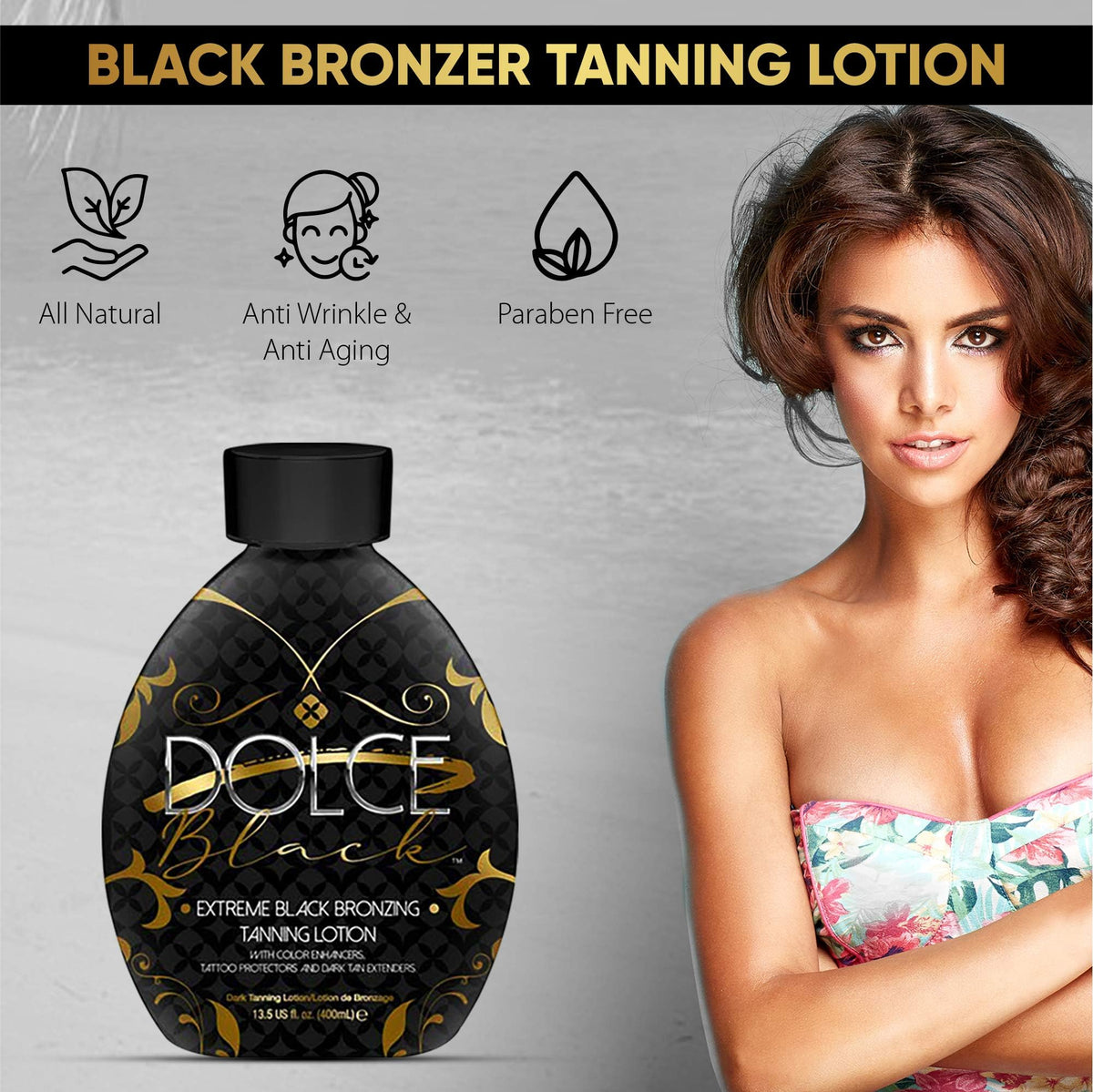 Dolce Black application on arm demonstrating even bronze development and easy blend