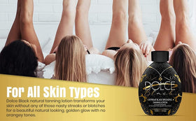 Dolce Black label close-up listing natural ingredients and anti-aging peptide benefit