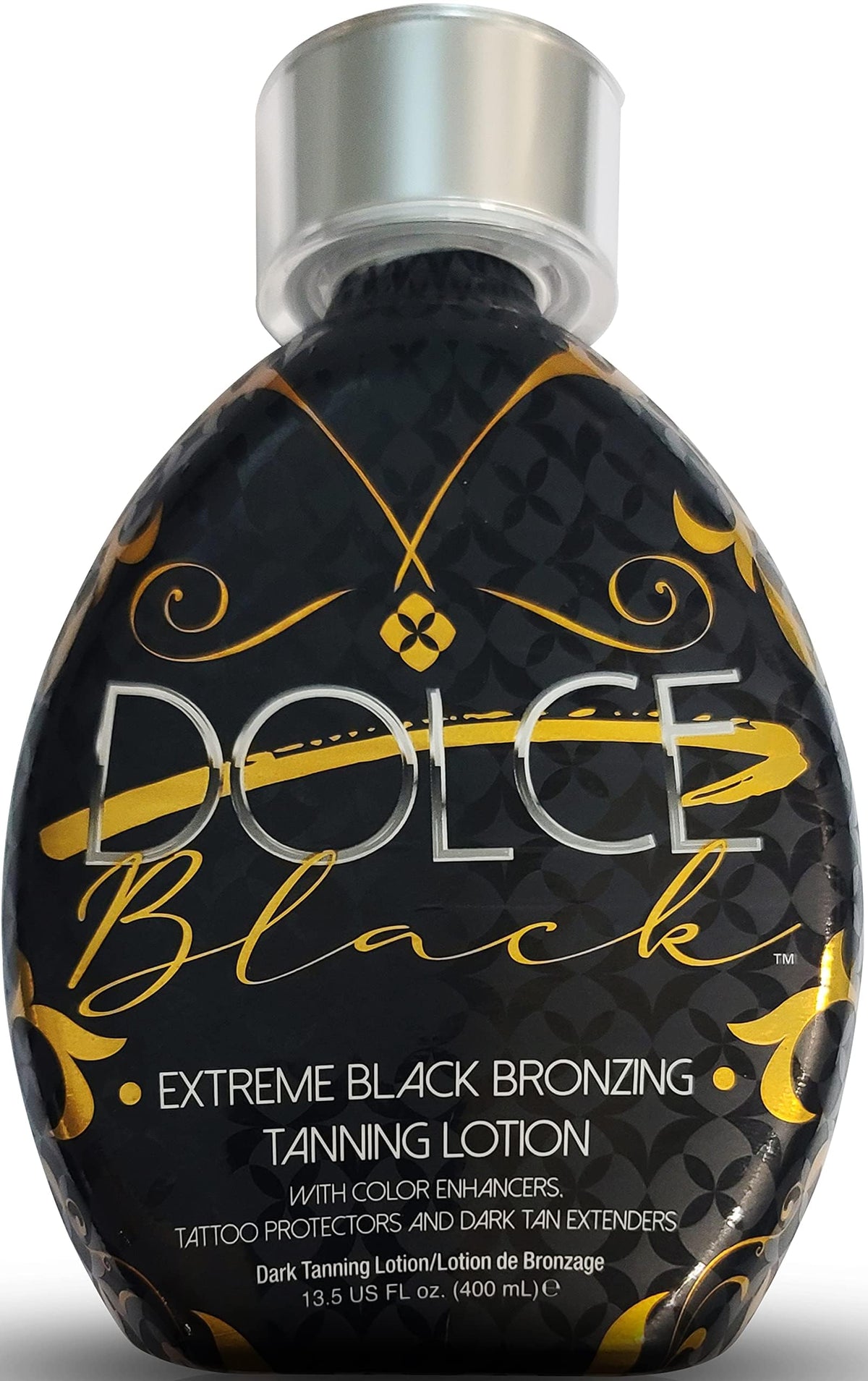 Dolce Black applied near tattoo illustrating tattoo color protection and preserved vibrancy