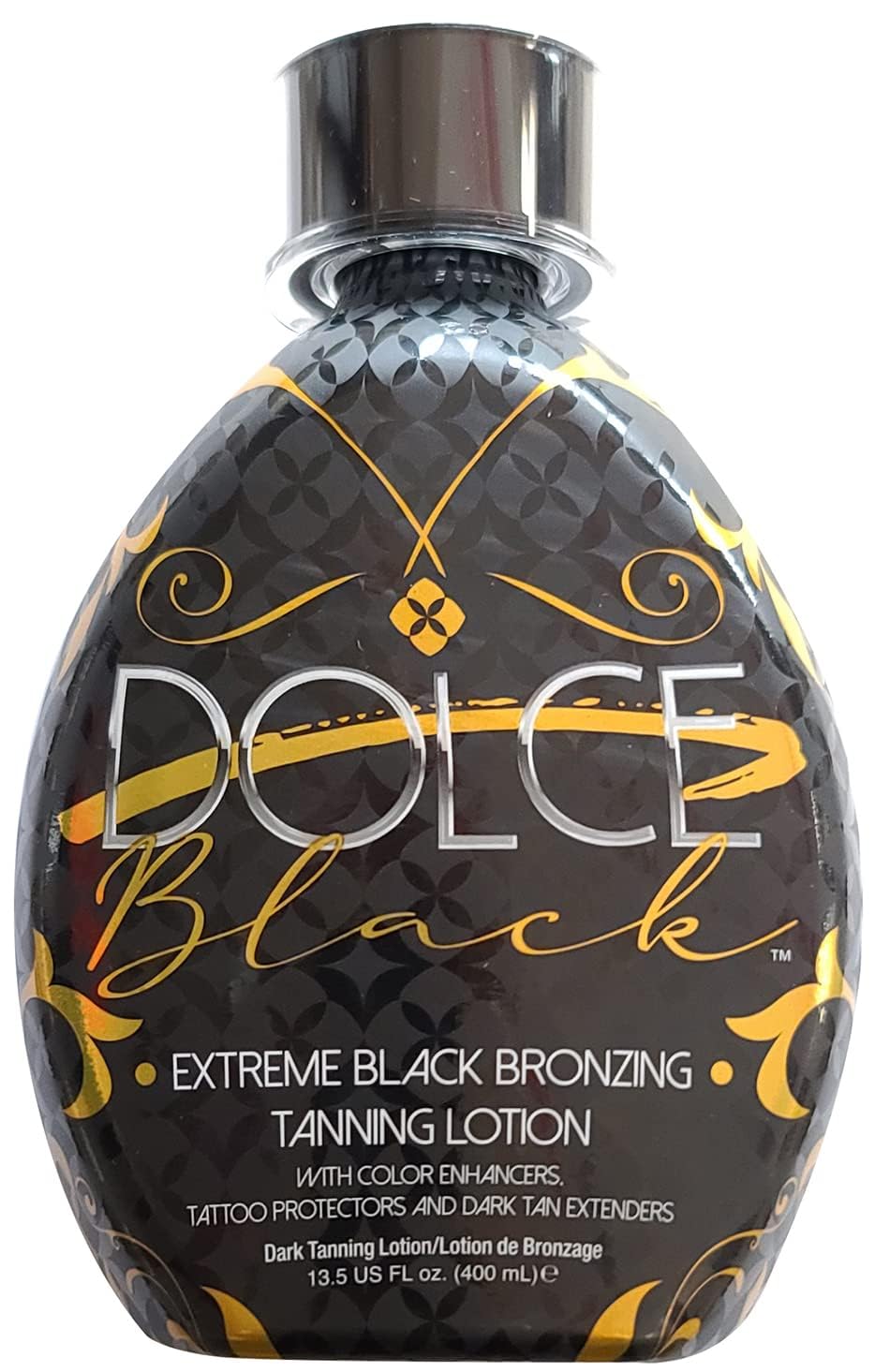 Dolce Black lotion texture close-up highlighting smooth silicone-rich formula benefits