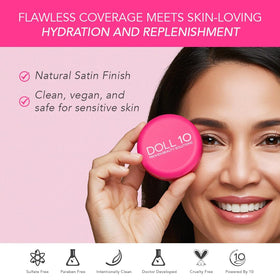 DOLL 10 brush detail with soft dense bristles for streak-free blending