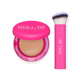 DOLL 10 front packaging showing balm and brush for effortless coverage