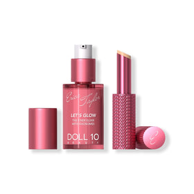 DOLL 10 duo front packaging showing set and benefits for radiant skin
