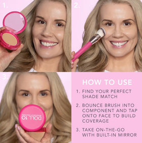 DOLL 10 on vanity in morning routine illustrating quick, hydrating makeup