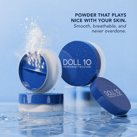 DOLL 10 WaterBlur close-up of powder texture highlighting fine, blendable finish