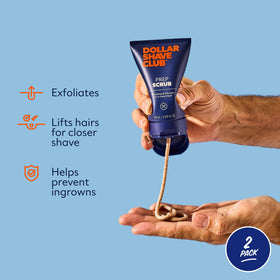 Dollar Shave Club Prep Scrub tube with cap open showing easy dispensing and convenience