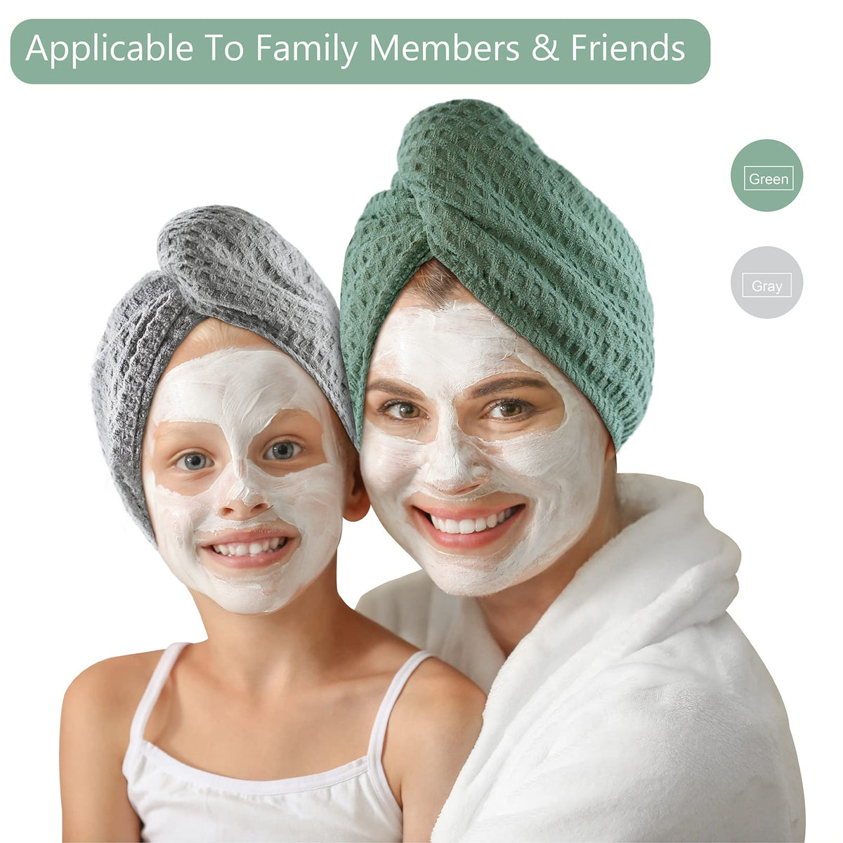 Dolwis towel held by hand showing 10x27 inch size for full hair coverage